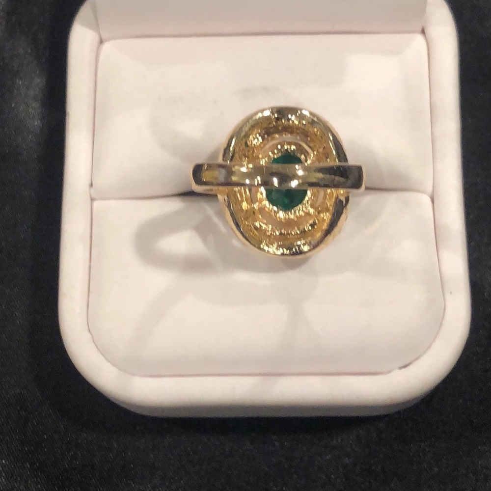 Rhinestone Emerald Stone Colored Ring - image 5